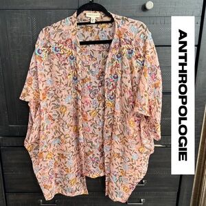 Anthropologie Multicolor Floral Kimono Blouse